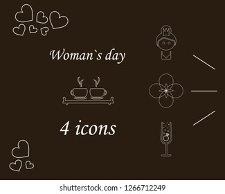 I love you womens doodle 4 icon in set of womens day