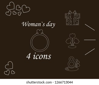 I love you womens doodle 4 icon in set of womens day