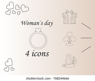 I love you womens doodle 4 icon in set of womens day