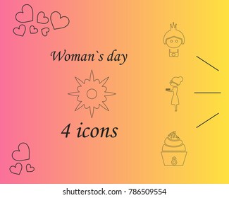 I love you womens doodle 4 icon in set of womens day