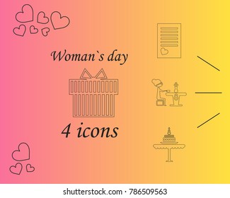 I love you womens doodle 4 icon in set of womens day