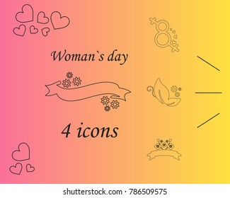 I love you womens doodle 4 icon in set of womens day