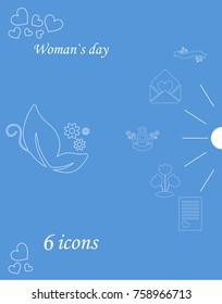 I love you womens doodle 6 icon in set of womens day