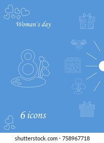 I love you womens doodle 6 icon in set of womens day