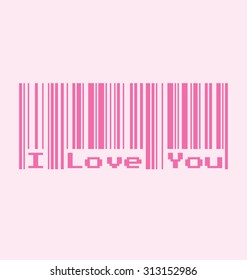 I Love You word with Barcode, Vector Illustration