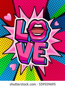 Love you word bubble. Message in pop art comic style.