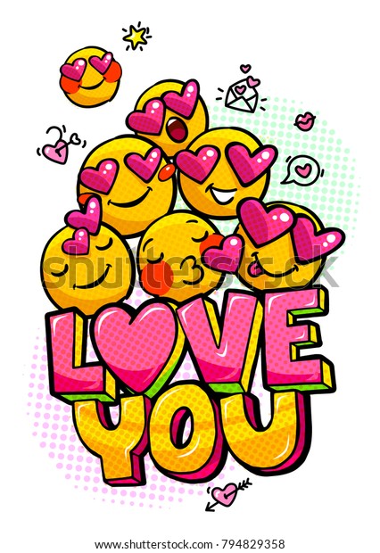 Love You Word Bubble Message Pop Stock Vector Royalty Free