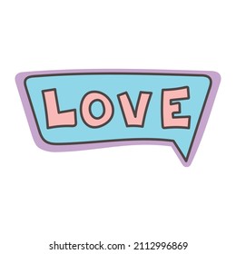 I LOVE YOU written in the speech bubble balloon. message bubble with text for postcard, textile, poster, banner, internet, social networks. simple love symbol. Greeting card for Valentine's Day.