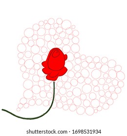 I love you.Only you.Lovely , romantic scene with red rose and big heart.Happy Valentine day.