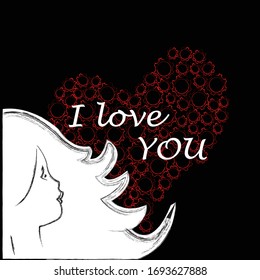 I love you.Only you.Lovely,romantic scene with youn beautiful woamn and big tearh.Happy Valentine day.Holiday.