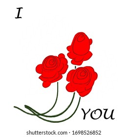 I love you.Only you.Romantic,lovely scene with roses and big heart.Happy Valnetine day.