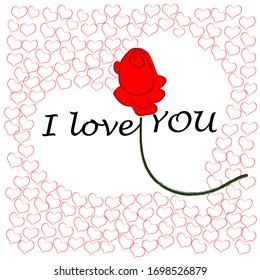 I love you.Only you.Romantic,lovely scene with roses and big heart.Happy Valnetine day.
