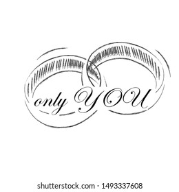 I love you.Only you.Wedding scene with rings.