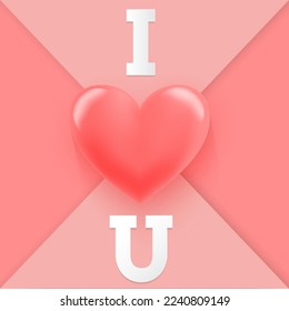 I LOVE YOU-papercut concept. Vector symbols of love for Happy Women's, Mother's, Valentine's Day, and birthday greeting card designs.