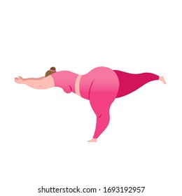 Love your body. Doing yoga. Poses-06. Vector illustration.