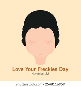 Love Your Freckles Day celebrate on November 22. Illustration of a face full of freckles. Freckles.