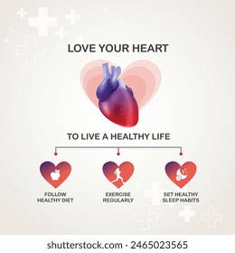 Love your Heart Creative Social Media Template Design Vector. 