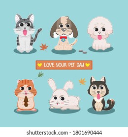 Love Your Pet Day Collection Illustration Vector