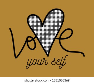 love your self. cute heart, girl graphic tees vector designs and other uses