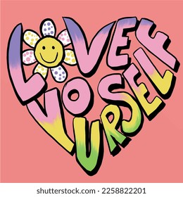 Love your self illustration. Kids fashion tshirt graphic design, girl and more