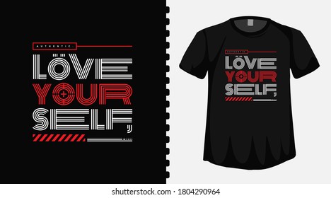 Liebe deine eigene Typografie Schrift T Shirt Design-Vorlage für Mode-Kleidung