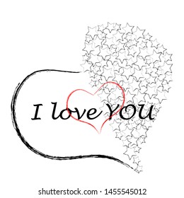 I love you.Romantic scene with big heart made from stars.Lovely.Valentine day.
