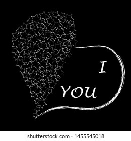 I love you.Romantic scene with big heart made from stars.Lovely.Valentine day.