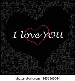 I love you.Romantic scene with big heart made from cubes.Valentine day.Lovely.