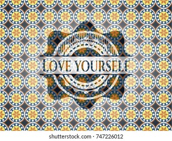 Love Yourself arabesque emblem. arabic decoration.