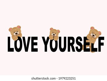 love yourself be kind with teddy bear pink girl,optimist,positive,inspirational,motivation,mental healt,social media etc,stationery,mug,accesories,fashion girl  positive slogan