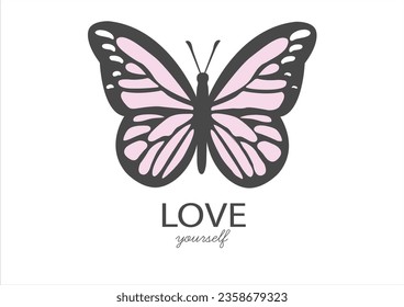 LOVE YOURSELF BUTTERFLY DESIGN VECTOR