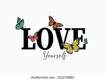 love yourself butterfy design hand drawn