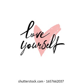 Love yourself calligraphy print design card