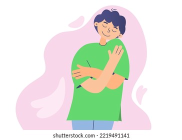 Love yourself. Love the concept of your body. Skin care for boys. Find time for yourself. Vector illustration.