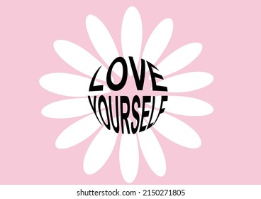 love yourself daisy flower vector hand drawn