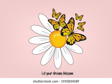 love yourself daisy spring dreamer butterflies and daisies positive quote flower design margarita 
mariposa
stationery,mug,t shirt,phone case fashion slogan  style spring summer sticker 