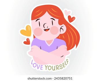 love yourself design with modern illustration concept style for self care sticker illustration