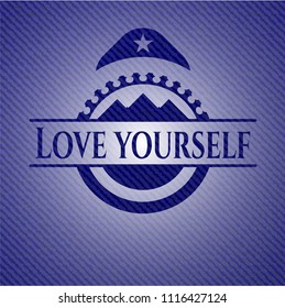 Love Yourself emblem with denim high quality background