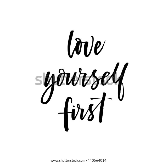 Love Yourself First Card Hand Drawn 库存矢量图（免版税）440564014