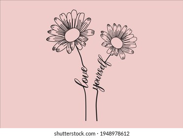 love yourself hand drawn vector art