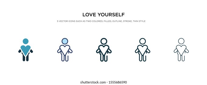 love yourself icon in different style vector illustration. two colored and black love yourself vector icons designed in filled, outline, line and stroke style can be used for web, mobile, ui