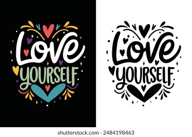 Ilustración vectorial de diseño de camisetas con tipografía - Inspiradora gráfica de amor propio para afirmaciones positivas y empoderamiento