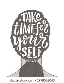 Love yourself lettering slogan. Funny quote for blog, poster and print design. Modern calligraphy text about self care. Vector illustration
