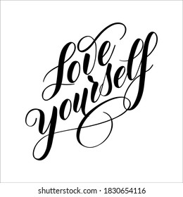 Love yourself, mental health  lettering design. Inscription for t-shirts, posters and prints