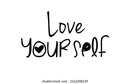 Love Yourself phrase lettering on white background