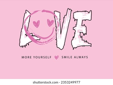 love yourself pink bear vector design Urban graffiti street art typography inspirational slogan print for graphic tee t shirt or sweatshirt - Vector grunge