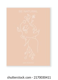 Love yourself poster. Be natural. Love your body concept. Vector line illustration