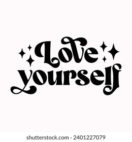 Love yourself, Rear View Mirror with motivational quotes illustration svg