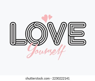 love yourself slogan on heart illustration art