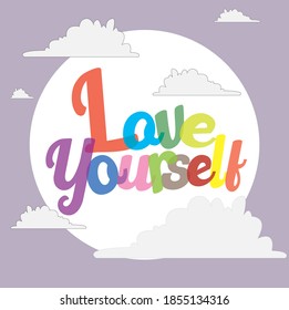 Slogan-Druck mit Wolken lieben